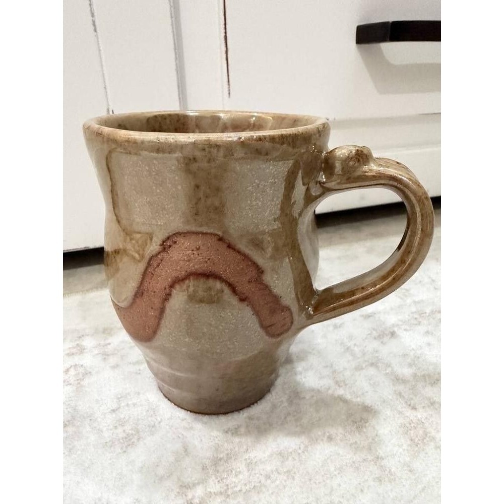 Vintage Hand Thrown Studio Pottery Mug Earthy Glaze Signed Ceramic Coffee Cup